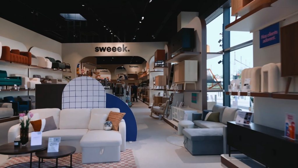 Aperçu de l'intérieur d'un des magasins Sweeek.